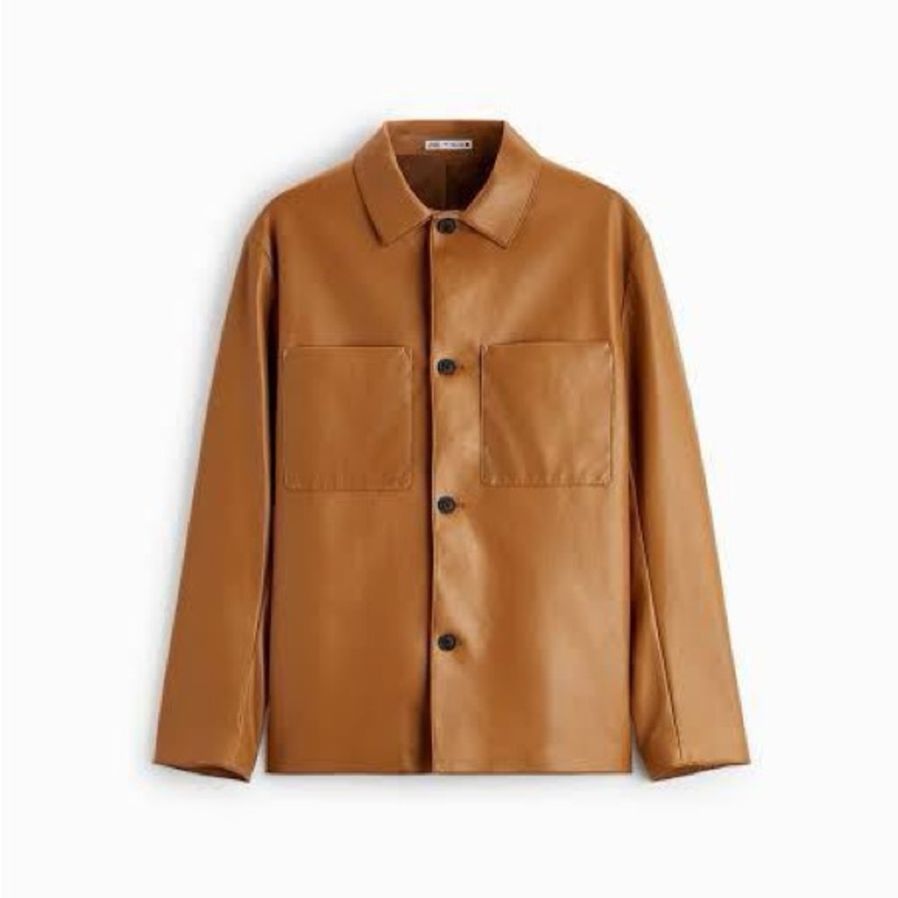 Zara Tan Lightweight Shirt Jacket with Relaxed Silhouette